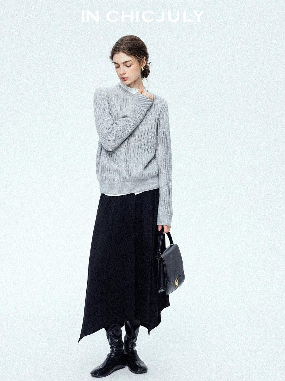 chicjuly Reverse Suede Irregular Multi Panel High Waisted Women's Maxi Skirts