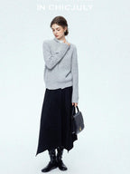 chicjuly Reverse Suede Irregular Multi Panel High Waisted Women's Maxi Skirts