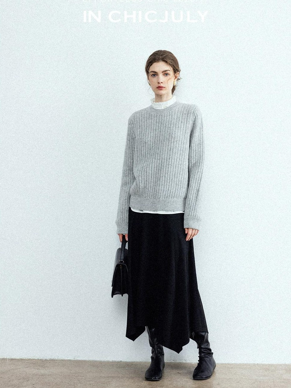 chicjuly Reverse Suede Irregular Multi Panel High Waisted Women's Maxi Skirts
