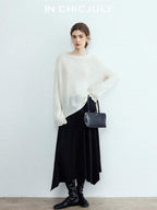 chicjuly Reverse Suede Irregular Multi Panel High Waisted Women's Maxi Skirts