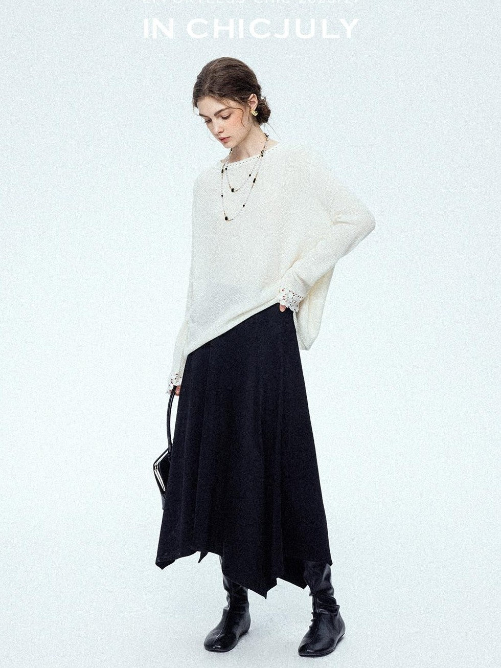 chicjuly Reverse Suede Irregular Multi Panel High Waisted Women's Maxi Skirts