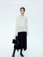 chicjuly Reverse Suede Irregular Multi Panel High Waisted Women's Maxi Skirts
