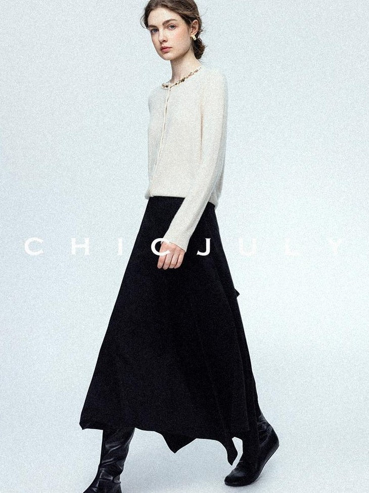 chicjuly Reverse Suede Irregular Multi Panel High Waisted Women's Maxi Skirts