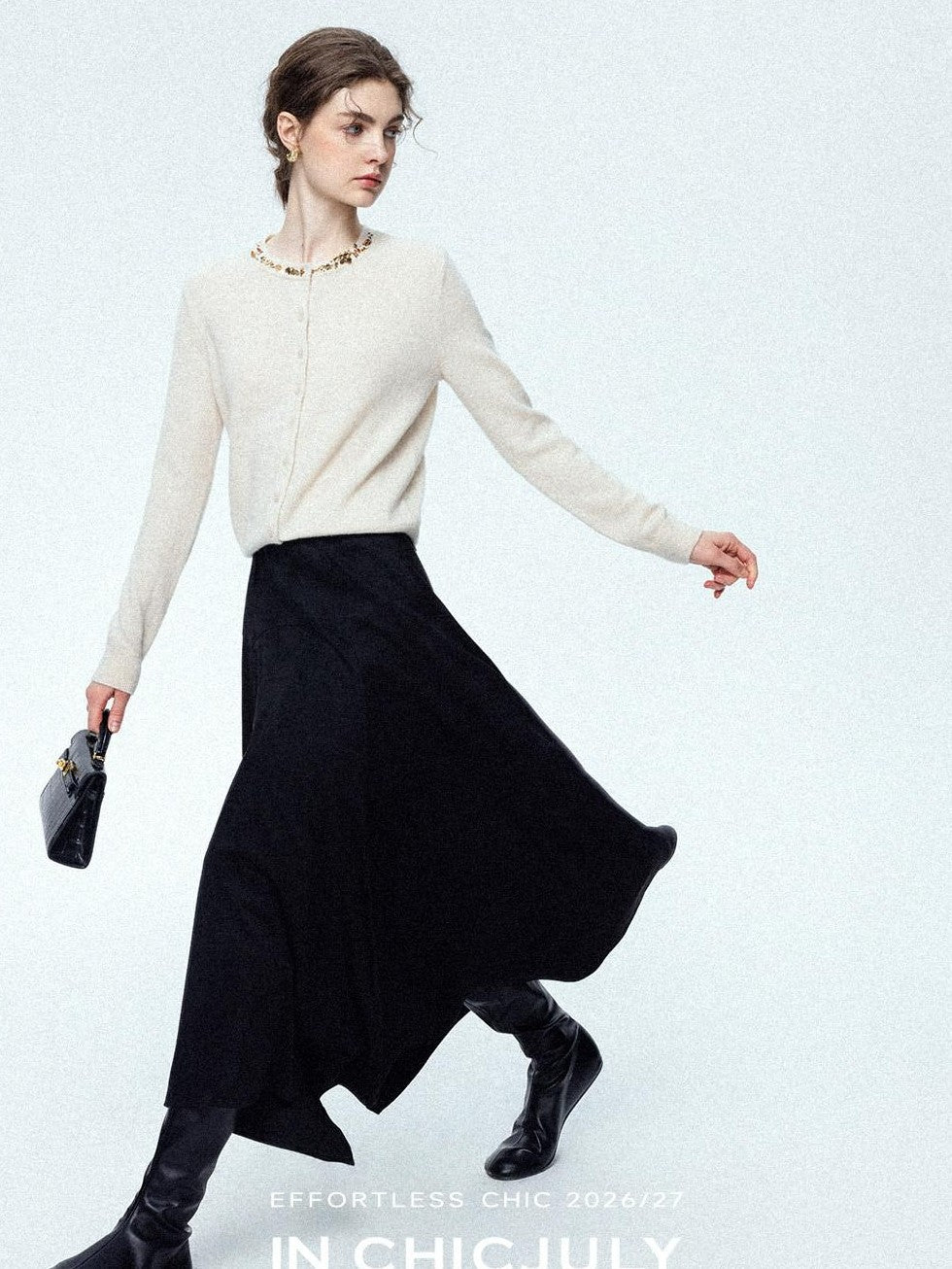 chicjuly Reverse Suede Irregular Multi Panel High Waisted Women's Maxi Skirts