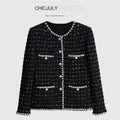 chicjuly Roman Rock Black Gold Crystal Beaded Handcrafted Women's Tweed Jackets 840933891747
