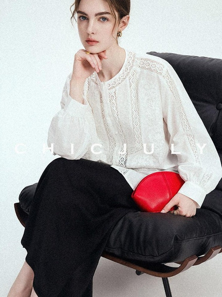 chicjuly Romantic 3d Embroidered Sunproof Long Sleeve Loose Women's Cotton Silk Shirts