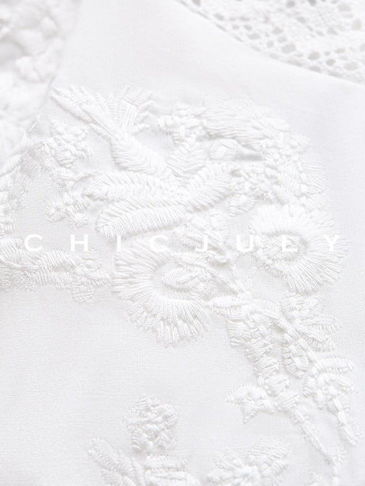 chicjuly Romantic 3d Embroidered Sunproof Long Sleeve Loose Women's Cotton Silk Shirts