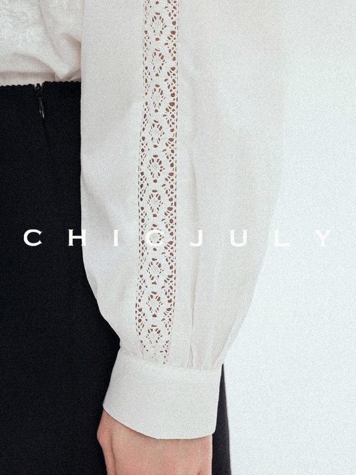chicjuly Romantic 3d Embroidered Sunproof Long Sleeve Loose Women's Cotton Silk Shirts