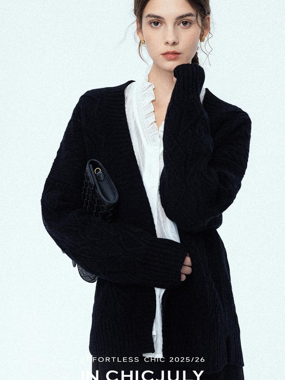 chicjuly Romantic Ruffle Trim French Sleeve Women's Breathable Solid Ivory Blouses