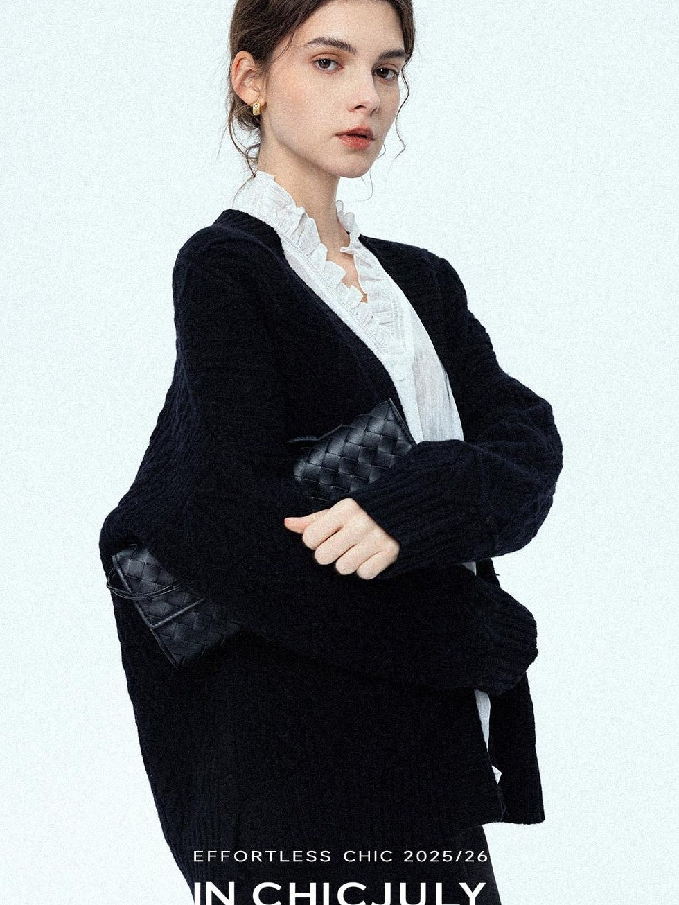 chicjuly Romantic Ruffle Trim French Sleeve Women's Breathable Solid Ivory Blouses