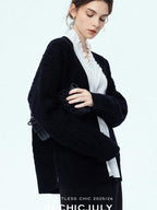 chicjuly Romantic Ruffle Trim French Sleeve Women's Breathable Solid Ivory Blouses
