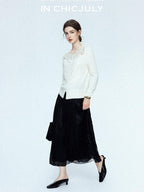 chicjuly Satin Sheen Irregular Pressed Pleated Women's Polyester Maxi Skirts