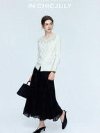 chicjuly Satin Sheen Irregular Pressed Pleated Women's Polyester Maxi Skirts