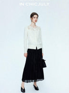 chicjuly Satin Sheen Irregular Pressed Pleated Women's Polyester Maxi Skirts