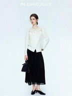 chicjuly Satin Sheen Irregular Pressed Pleated Women's Polyester Maxi Skirts