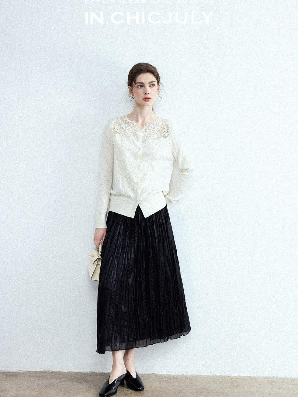 chicjuly Satin Sheen Irregular Pressed Pleated Women's Polyester Maxi Skirts