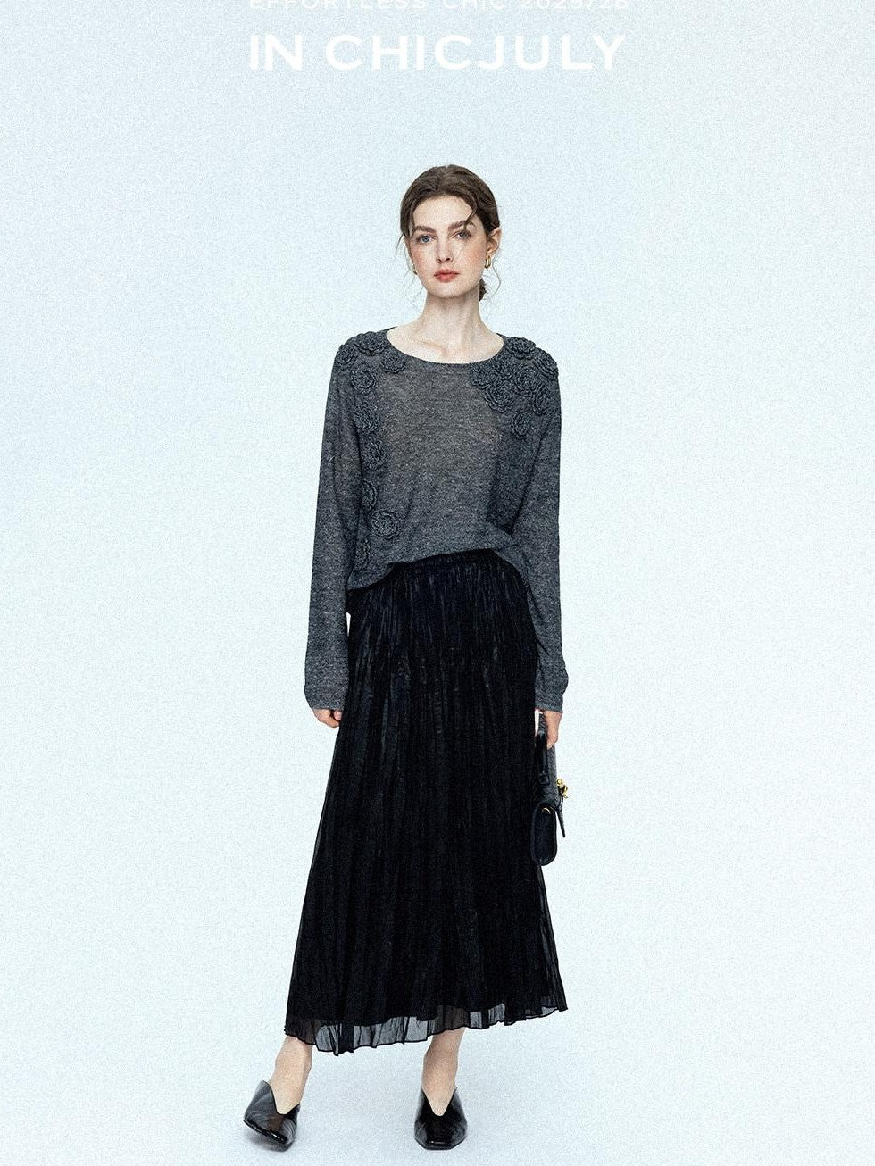 chicjuly Satin Sheen Irregular Pressed Pleated Women's Polyester Maxi Skirts
