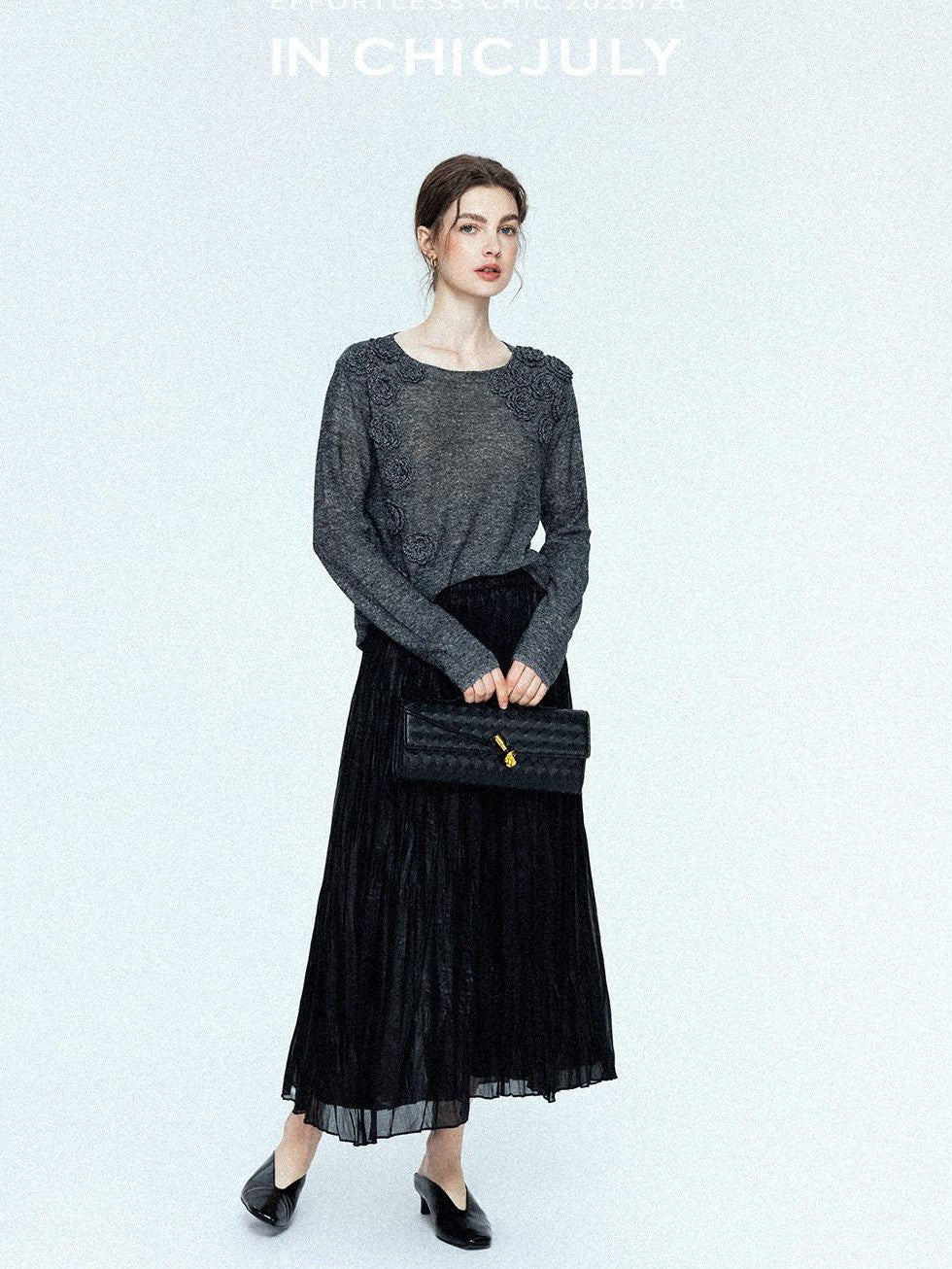 chicjuly Satin Sheen Irregular Pressed Pleated Women's Polyester Maxi Skirts