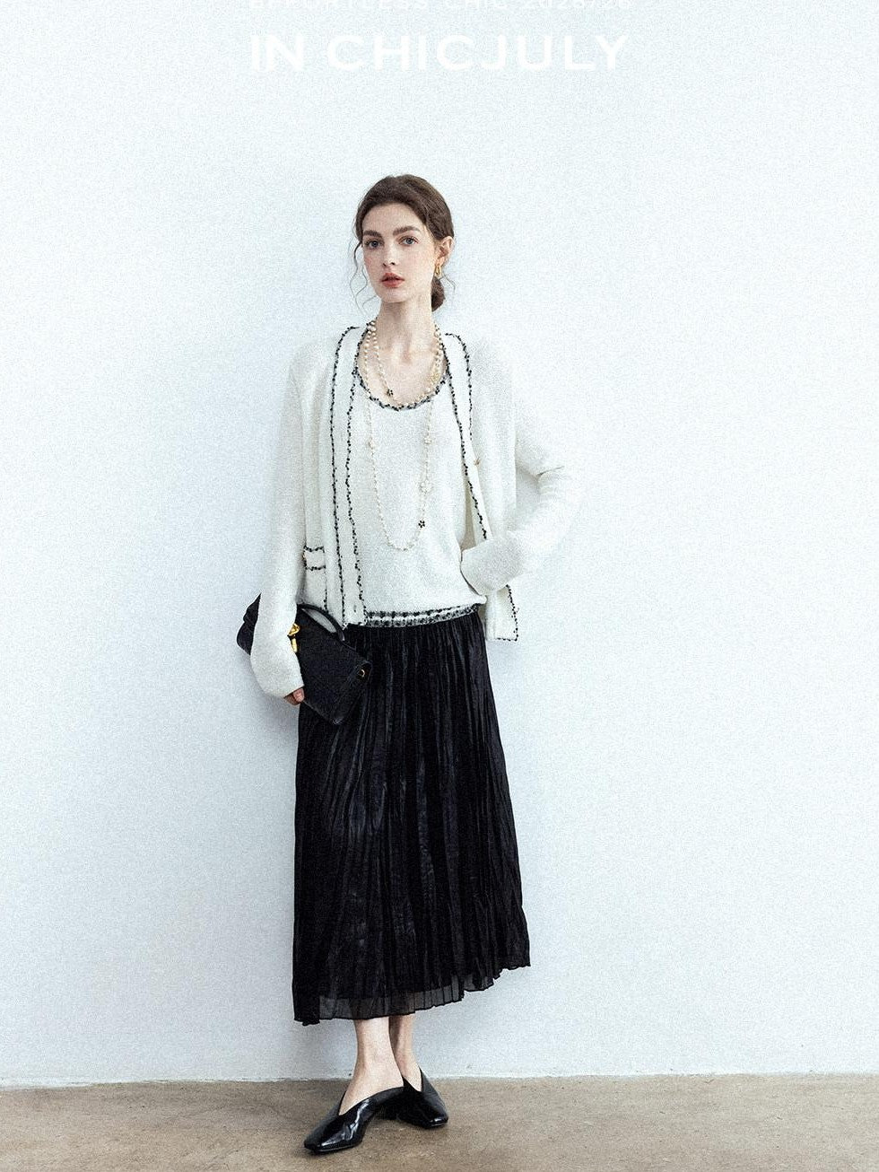 chicjuly Satin Sheen Irregular Pressed Pleated Women's Polyester Maxi Skirts