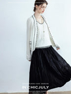 chicjuly Satin Sheen Irregular Pressed Pleated Women's Polyester Maxi Skirts
