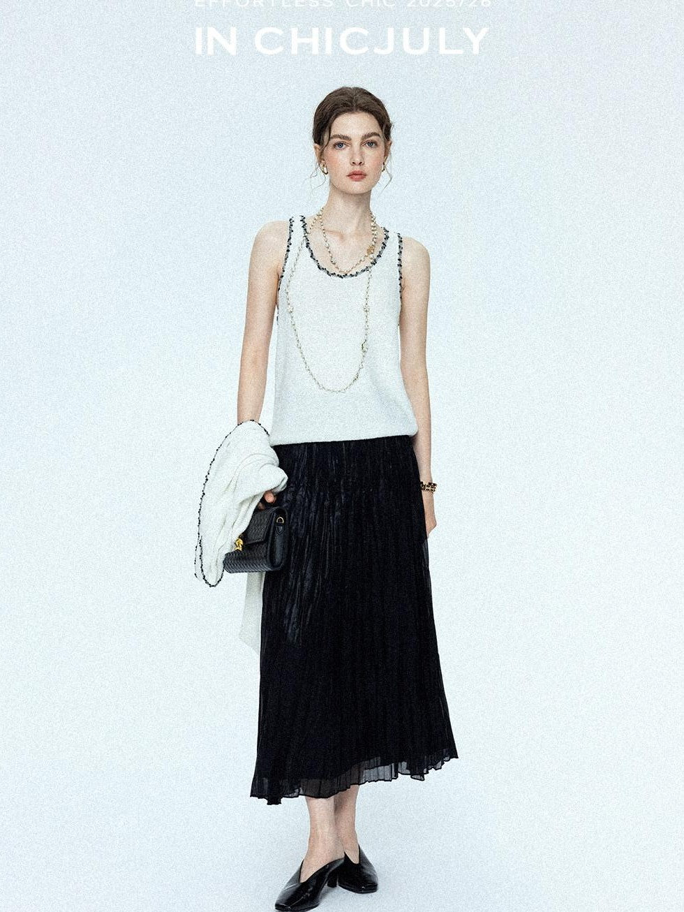 chicjuly Satin Sheen Irregular Pressed Pleated Women's Polyester Maxi Skirts