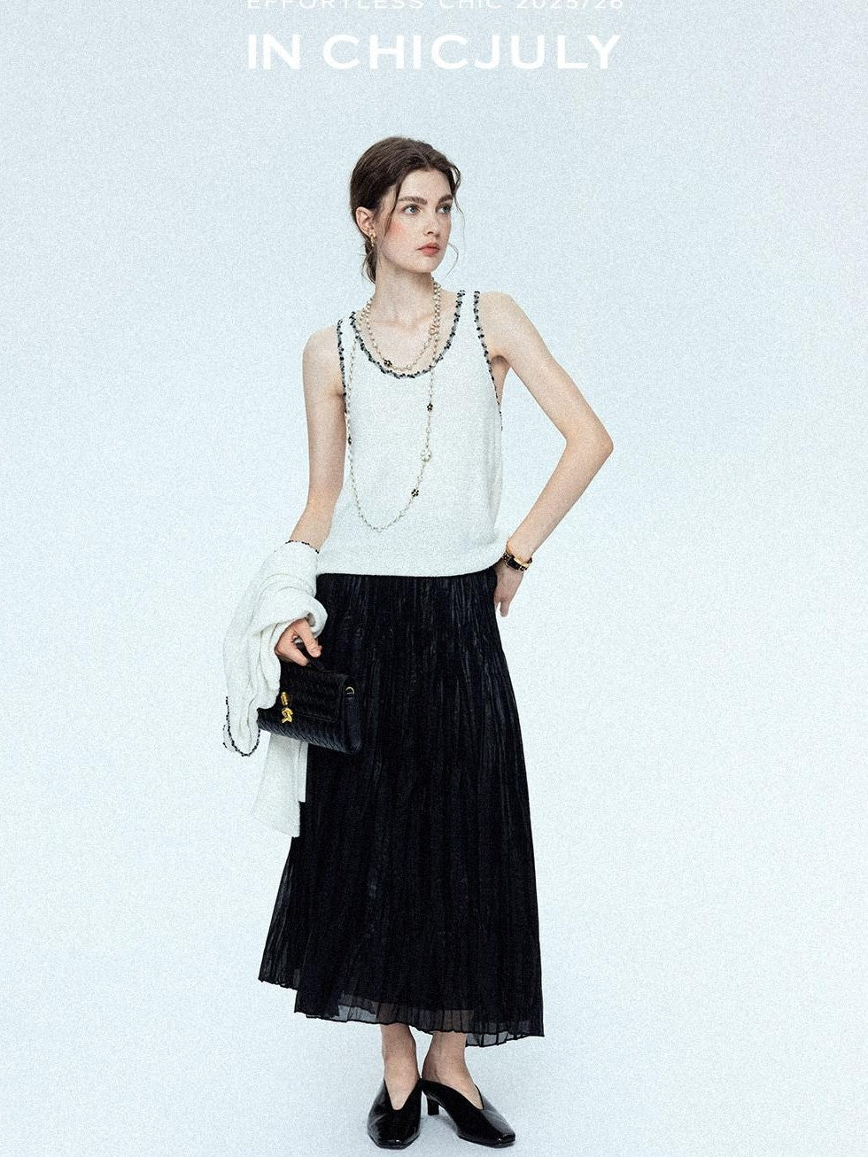 chicjuly Satin Sheen Irregular Pressed Pleated Women's Polyester Maxi Skirts