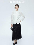 chicjuly Satin Sheen Irregular Pressed Pleated Women's Polyester Maxi Skirts