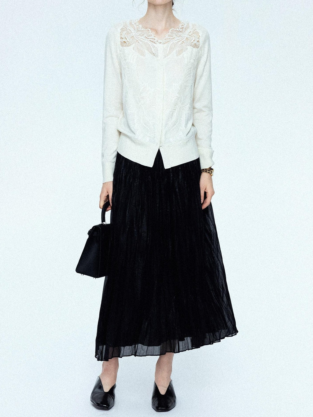 chicjuly Satin Sheen Irregular Pressed Pleated Women's Polyester Maxi Skirts