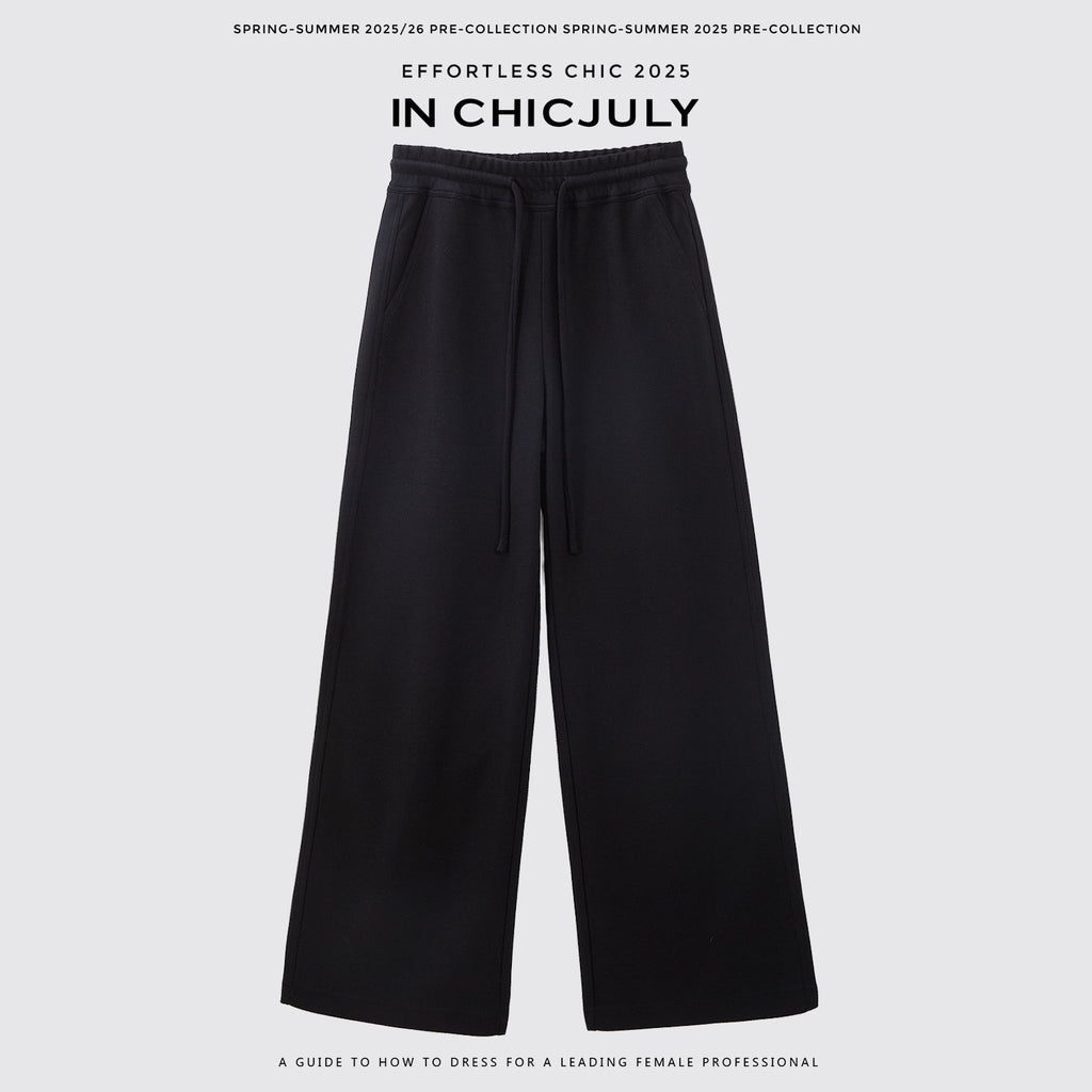 chicjuly Sculpted Leg Shaping Heavyweight High Rise Women's Wool Blend Wide-leg Pants 968817478981