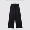 chicjuly Sculpted Leg Shaping Heavyweight High Rise Women's Wool Blend Wide-leg Pants 968817478981