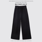 chicjuly Sculpted Leg Shaping Heavyweight High Rise Women's Wool Blend Wide-leg Pants 968817478981