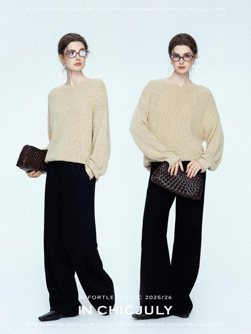 chicjuly Sculpted Leg Shaping Heavyweight High Rise Women's Wool Blend Wide-leg Pants