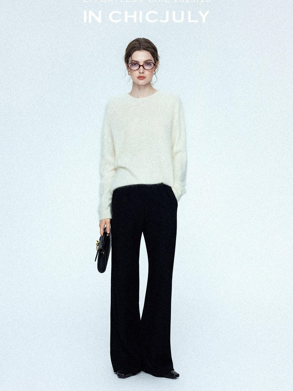 chicjuly Sculpted Leg Shaping Heavyweight High Rise Women's Wool Blend Wide-leg Pants