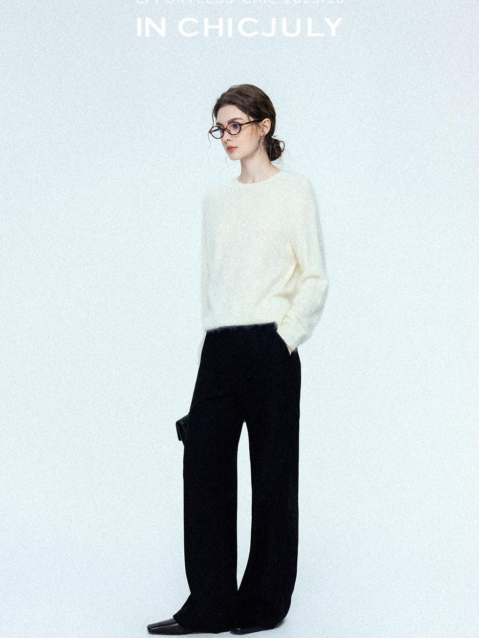 chicjuly Sculpted Leg Shaping Heavyweight High Rise Women's Wool Blend Wide-leg Pants