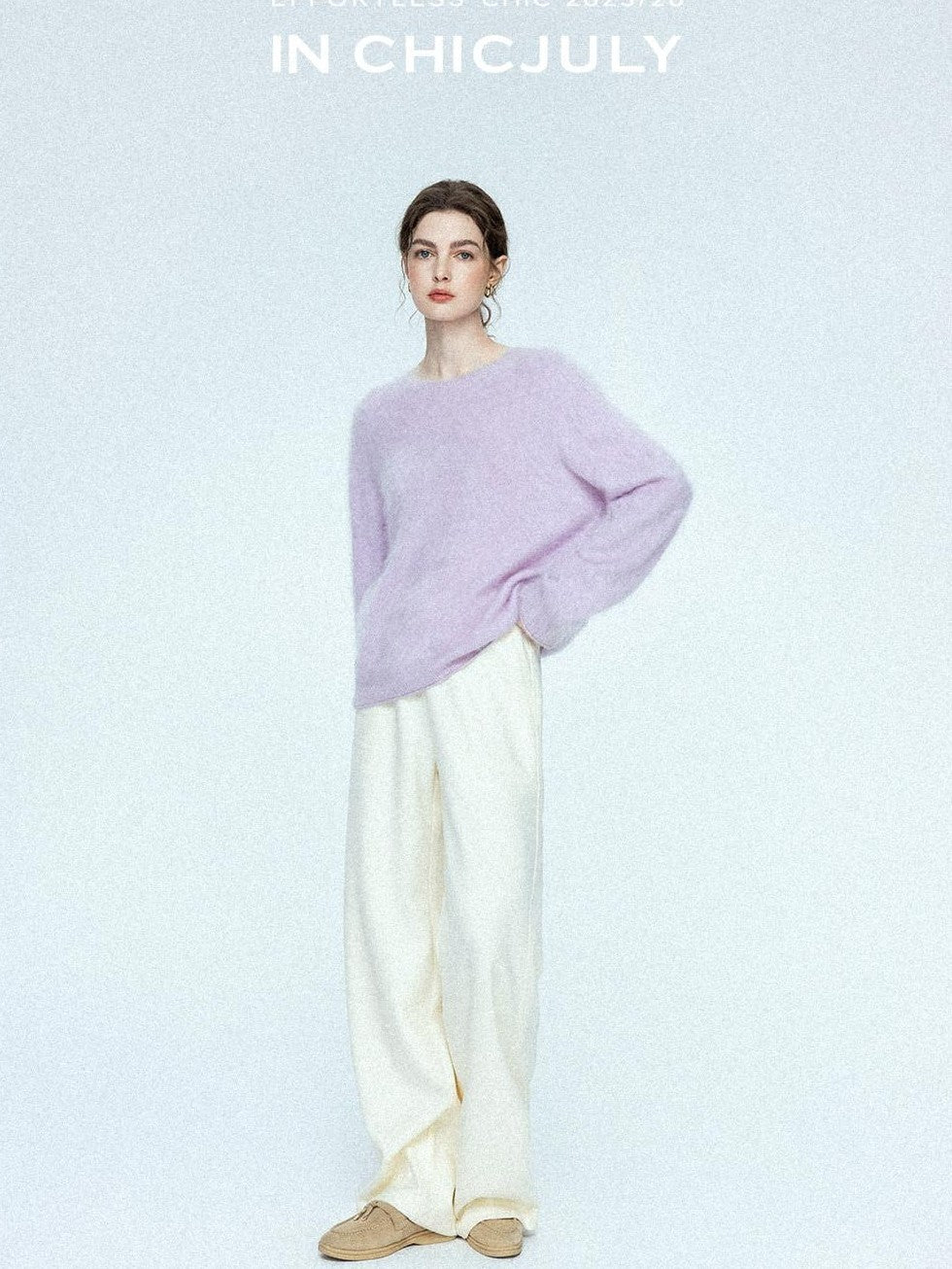 chicjuly Sculpted Leg Shaping Heavyweight High Rise Women's Wool Blend Wide-leg Pants