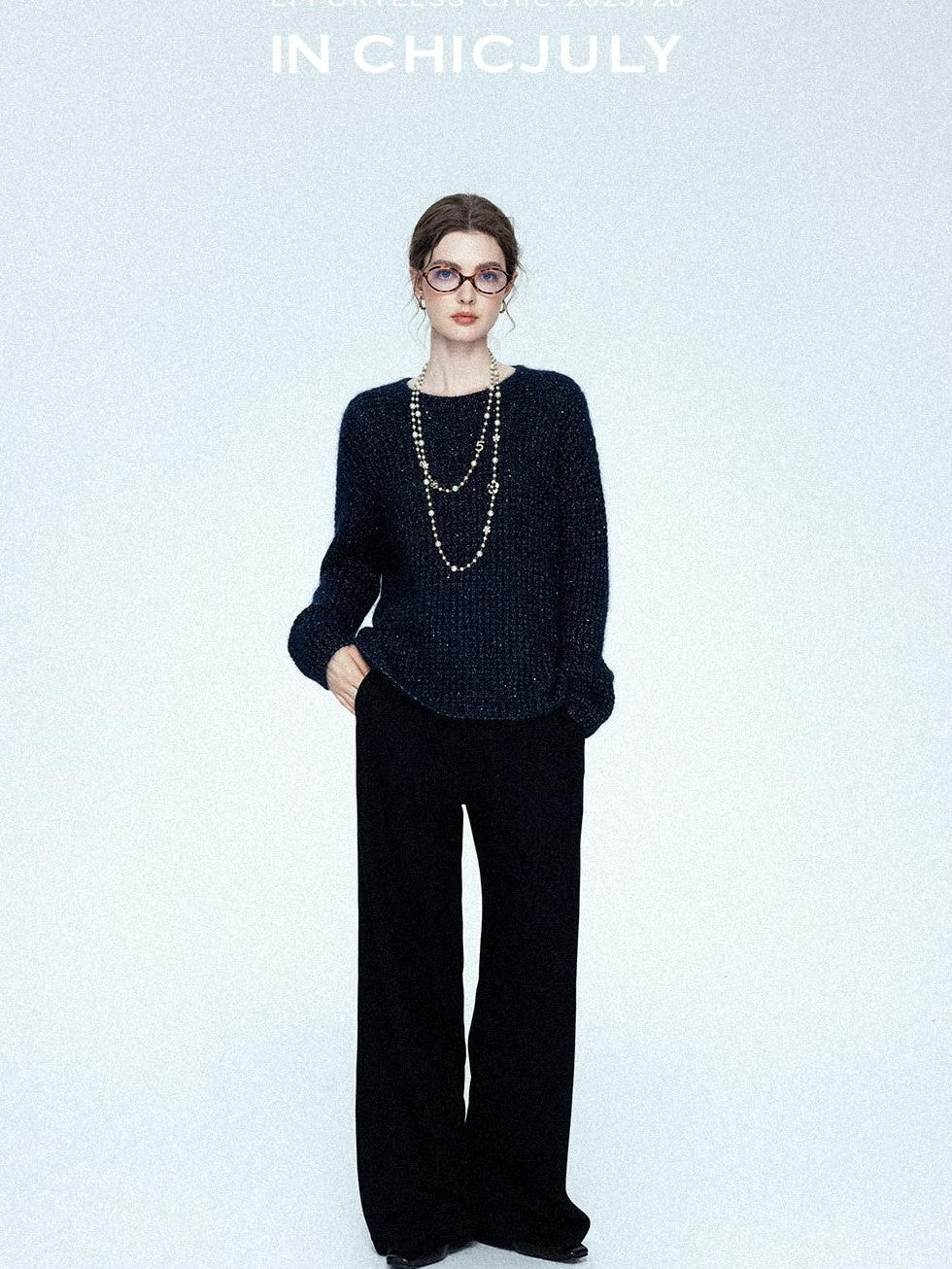 chicjuly Sculpted Leg Shaping Heavyweight High Rise Women's Wool Blend Wide-leg Pants