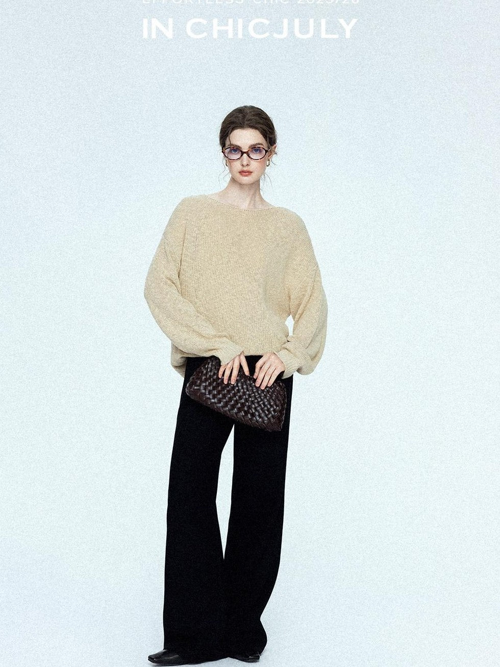 chicjuly Sculpted Leg Shaping Heavyweight High Rise Women's Wool Blend Wide-leg Pants