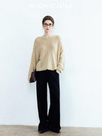 chicjuly Sculpted Leg Shaping Heavyweight High Rise Women's Wool Blend Wide-leg Pants