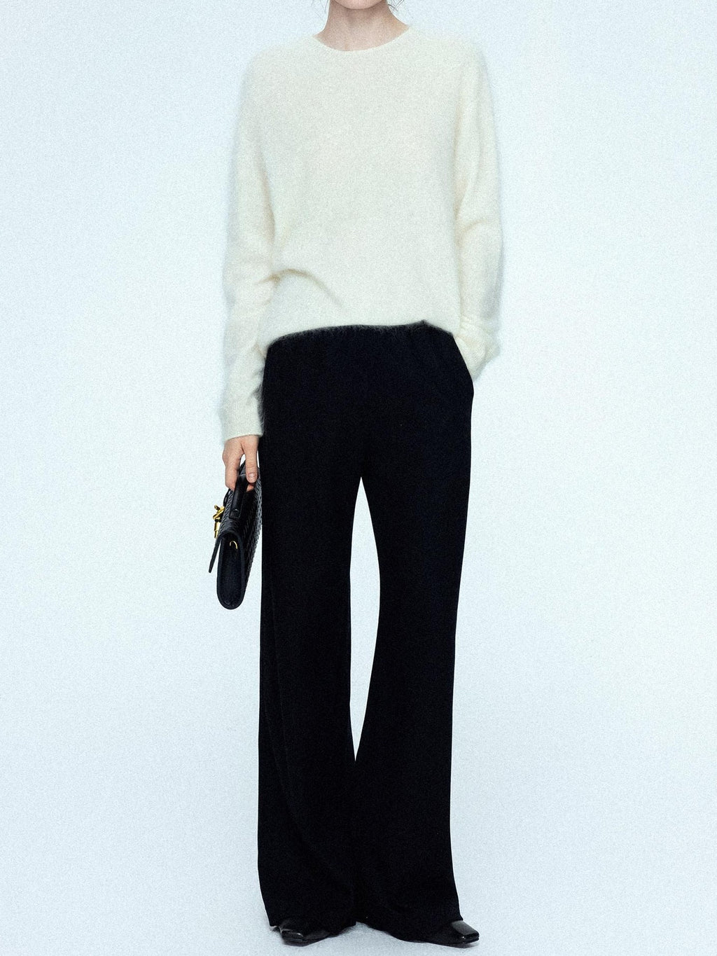 chicjuly Sculpted Leg Shaping Heavyweight High Rise Women's Wool Blend Wide-leg Pants