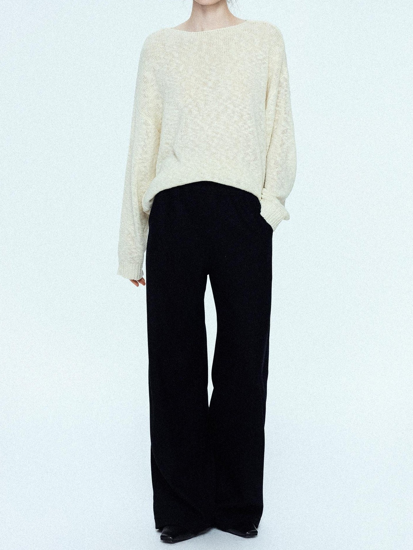 chicjuly Sculpted Leg Shaping Heavyweight High Rise Women's Wool Blend Wide-leg Pants