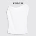 chicjuly Sculptural Pleated Asymmetrical Shoulder Women's Lyocell Top & Skirt Sets 930412631953