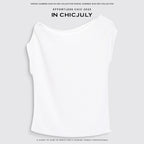 chicjuly Sculptural Pleated Asymmetrical Shoulder Women's Lyocell Top & Skirt Sets 930412631953