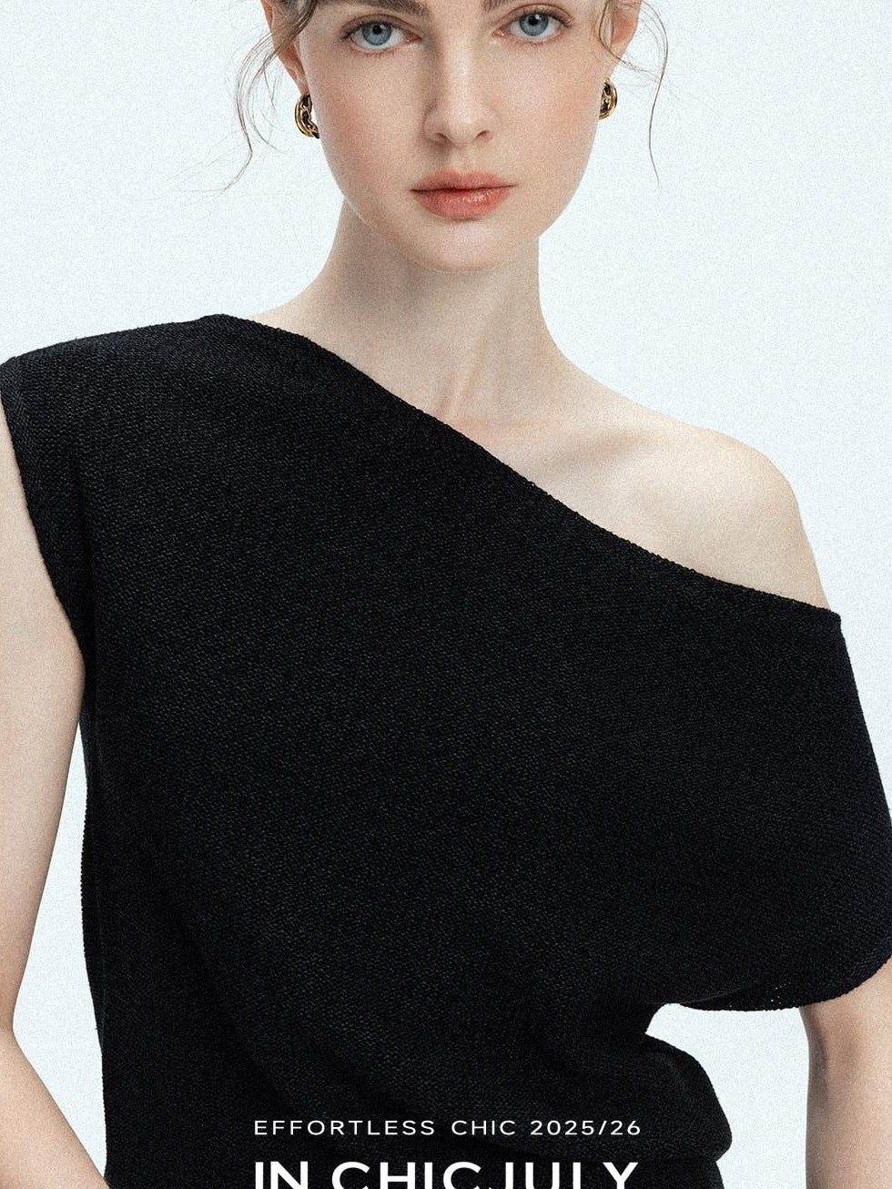 chicjuly Sculptural Pleated Asymmetrical Shoulder Women's Lyocell Top & Skirt Sets