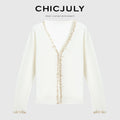 chicjuly Sequin Embellished Knit Cardigan Women's Cashmere Wool Short Sleeve T-shirts 885459320056