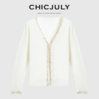 chicjuly Sequin Embellished Knit Cardigan Women's Cashmere Wool Short Sleeve T-shirts 885459320056