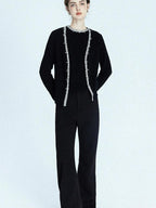 chicjuly Sequin Embellished Knit Cardigan Women's Cashmere Wool Short Sleeve T-shirts