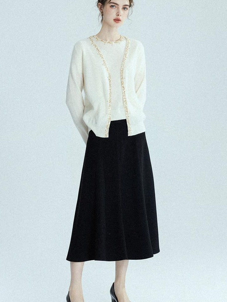 chicjuly Sequin Embellished Knit Cardigan Women's Cashmere Wool Short Sleeve T-shirts