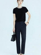 chicjuly Sequin Embellished Knit Cardigan Women's Cashmere Wool Short Sleeve T-shirts
