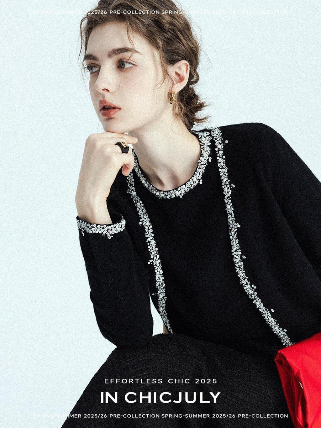 chicjuly Sequin Embellished Knit Cardigan Women's Cashmere Wool Short Sleeve T-shirts