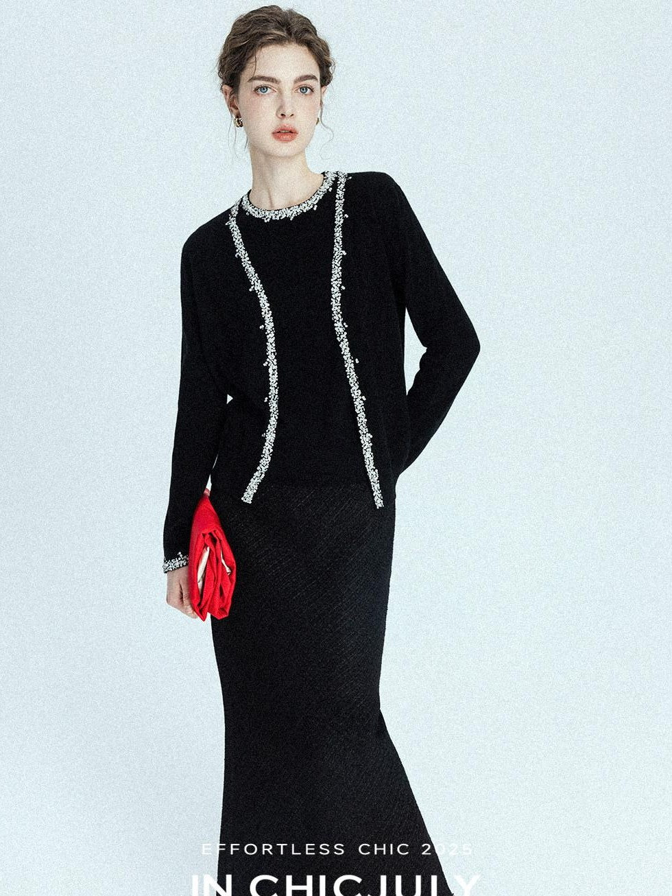 chicjuly Sequin Embellished Knit Cardigan Women's Cashmere Wool Short Sleeve T-shirts